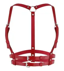 Women Plus Size Gothic Style Red PU Leather Sexy Harness Waist Belt