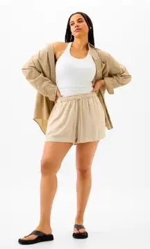 ✨GAP Women Beige Linen Blend Drawstring Waist Pocketed Casual Shorts Size XXL