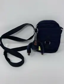 Kipling Extra Small Black Phone Bag TALLY Crossbody Purse with Monkey EUC! 6”x4”