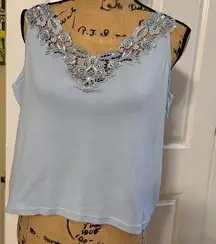Women  V Neck Lace Sleeveless Tank Top.Size PXL