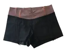 Lululemon Womens Hot Hot Shorts Ruched Athletic Black Orange 4