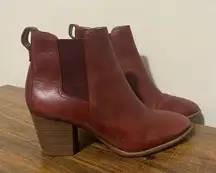Madewell Dark Cherry Leather Booties size 9.5