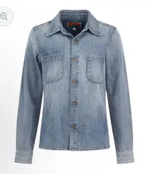 NWT Daily Blue Denim Luxury Button‎ Down Birdie in the Pond Vintage Wash Sz XS