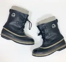 Sorel Waterproof Winter Black/Tan Lace-up Rubber Faux Fur Boots