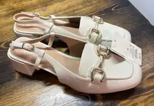 A New Day Cream Sling Back Heeled Loafers Size 8.5