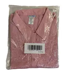 Vicki‎ Wayne Women's 1X Coral Blush Button Down Shirt with Lace Trim - NEW