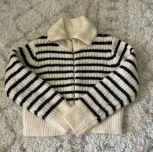  Striped Zip Up Sweater