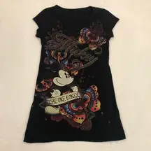 Disney Mickey Mouse The One & Only Butterfly Art Missy Black Shirt Women’s S.