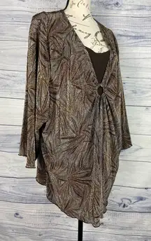 Maggie Barnes Blouse Womens 52" Bust 3/4 Sleeves Stretch Scoop Neck Layered