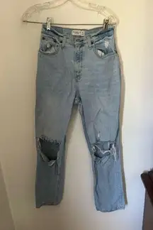 Abercrombie the 90s straight ultra high rise distressed curve love jeans size 4S