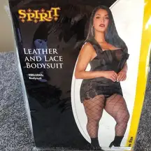 Spirit Halloween Faux Leather Lace 1-Piece Bodysuit Women 1X Black 18-20 Corset