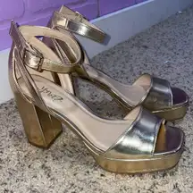 Y-Not Gold Platform Heels