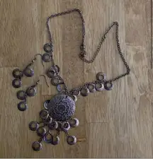 Bronzed Necklace & Earrings Set - Bohemian Style