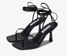 Black Khari Lace Up Heel Sandals