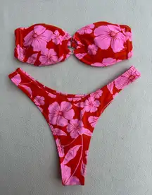 Pink floral bikini set