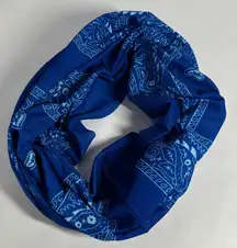 Wide Royal Blue Bandana Pattern Headband - #2060