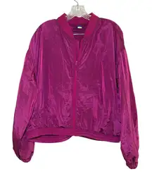 Old Navy pink active bomber jacket women's large quick dry workout gym bold