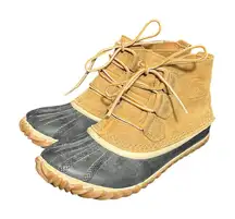 Sorel Boots Women's 7 Out N About Ankle Duck Leather Rubber NL2133-286‎ Brown