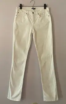 Eileen Fisher White Mid Rise Jeans Pants Straight Slim Fit Cotton Women size 4