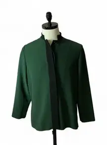 Vintage Style Emerald Green Blazer Jacket Contrast Trim -‎ Women's
