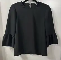 Madewell  Blouse Bell Sleeve Black Dressy Work Top Office Shirt Women’s Size XXS