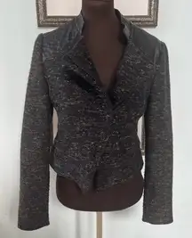 Willow & Clay Women’s Marled & Faux Leather Motorcycle Jacket Size S Moto Biker