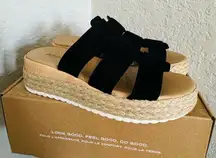 Dr. Scholl's Electric Platform‎ Wedge Sandal, Cushioned, Black/Tan, Size 9, NWT