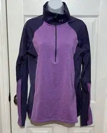 UNDER ARMOUR 1/4 Zip Collared Purple Activewear Pullover Shirt Women's Size L