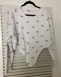 LG White Paint Splattered Crop Top Sweater 