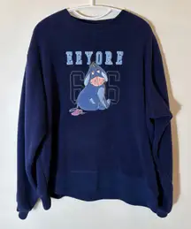 Disney Store Eeyore Y2K Fleece Pullover Sweatshirt Navy Blue Size Large