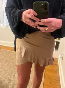 Suede Ruffle Mini Skirt 