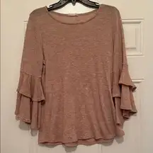 twenty second Tan Ruffle Sleeve Blouse