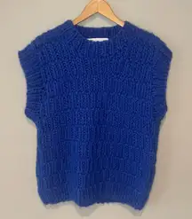 ENGLISH FACTORY Cobalt Blue Chunky Knit Women’s Sweater Vest Acrylic Material M