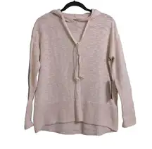 Rachel Zoe Womens Pullover Sweater Beige Long Sleeve Cotton Linen Hooded S New
