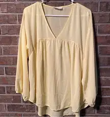 Liggt yellow vneck blouse by peach love size 1x