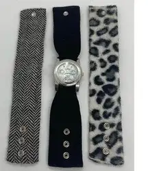 Minicci  60785 Ladies watch 38mm silver tone case With 3 Fabric Bands runs