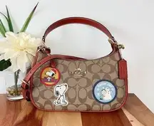 Coach NWT  X Peanuts Teri Shoulder Bag In Signature Canvas With Patches