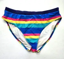 American Eagle Blue Striped Bikini Bottoms Swimwear Swimsuit Size Medium