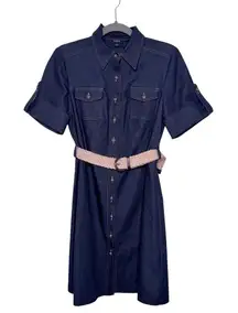 MSK DENIM BELTED SHIRT DRESS SZ 10 NWOT