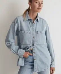 Madewell Light Wash Denim Oversized Button Up Jacket