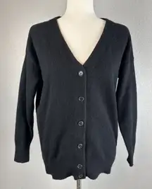 Madewell Women’s V-Neck Button-Up Cardigan – Size S – Black Merino Wool