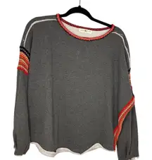 Natural Life Knit Trim Sweatshirt Size Small Medium S/M Gray Oversized