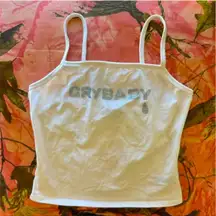 dolls kill horoscopez cry baby white y2k rhinestone bling tears tank / camisole top 