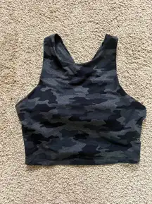 Black Camo Cropped Workout Top