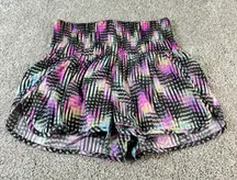 FP‎ Movement Free People Shorts S Black Pink Purple Abstract Print High Rise