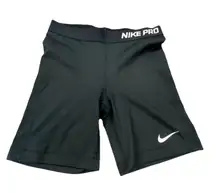Nike Pro Shorts Womens Medium Black Dri-Fit Swoosh Elastic Waist Compression