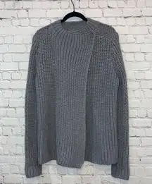 Lou & Grey Chunky Knit Asymmetrical Button Cardigan Sweater