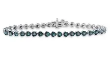 Haus of Brilliance Black Rhodium Sterling Silver Diamond Heart Tennis Bracelet