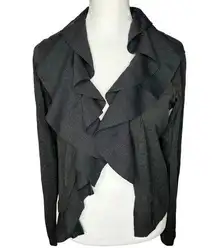 LIU JO Gray Shimmer Glitter Ruffle Open Cardigan Sweater Women's XS