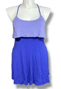 Joe Boxer Womens Sundress Flounce Bodice Mini Short Length Strappy Back Blue Lar